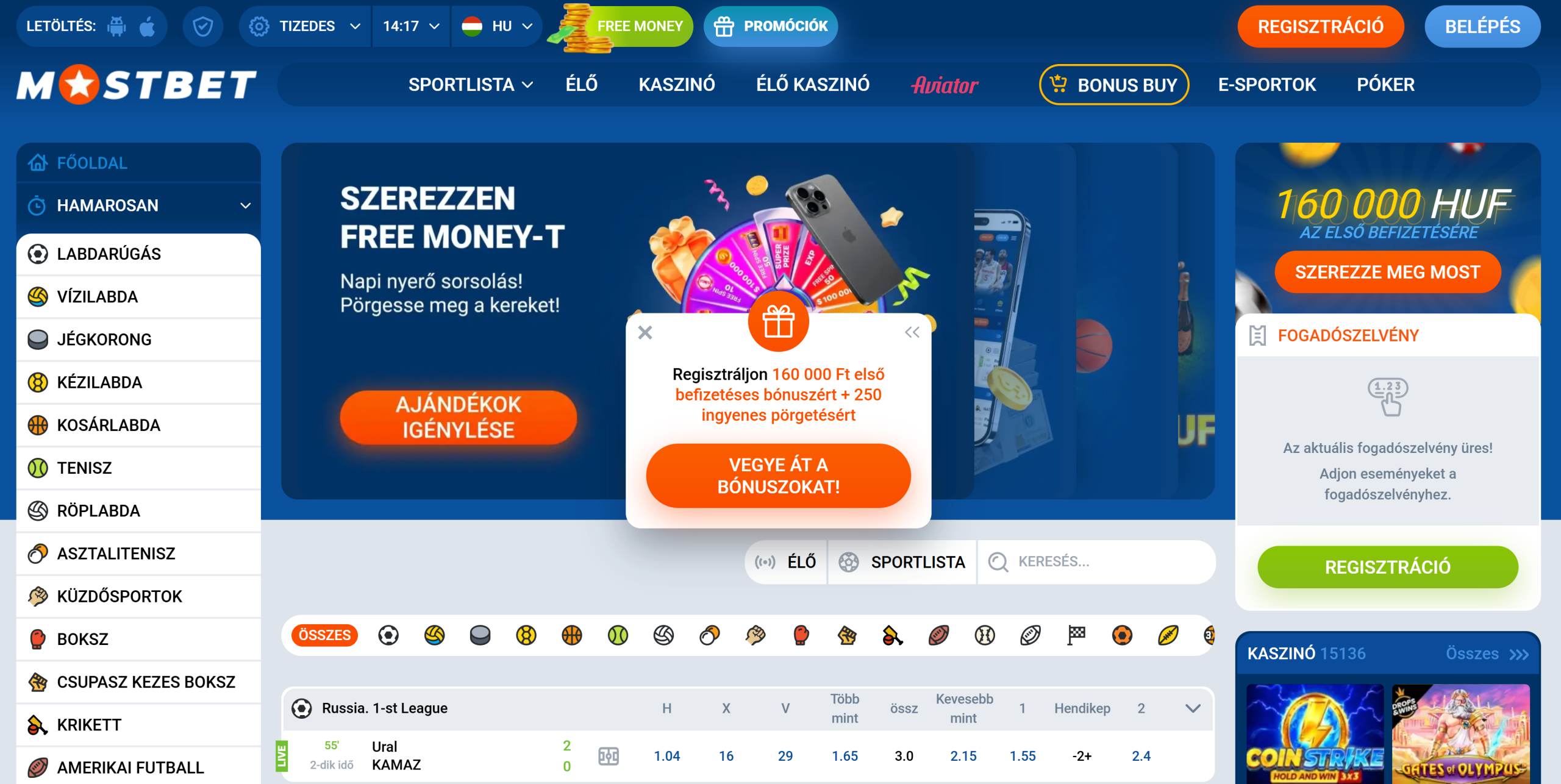 Mostbet platform jellemzői